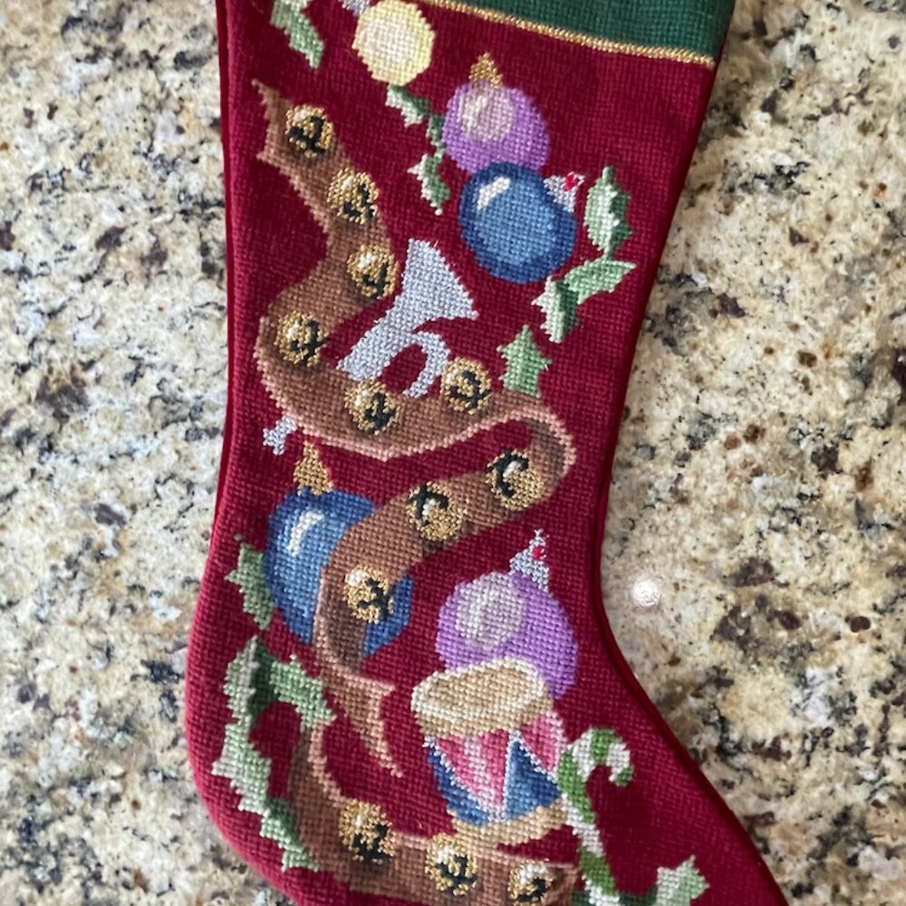 Embroidered Christmas Ribbon Stocking (large) - Picture 2 of 5